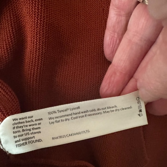 EILEEN FISHER WOMAN PAPRIKA ORANGE SLEEK TENCEL LINKS KNIT HIGH LOW SWEATER 1X - Picture 6 of 6
